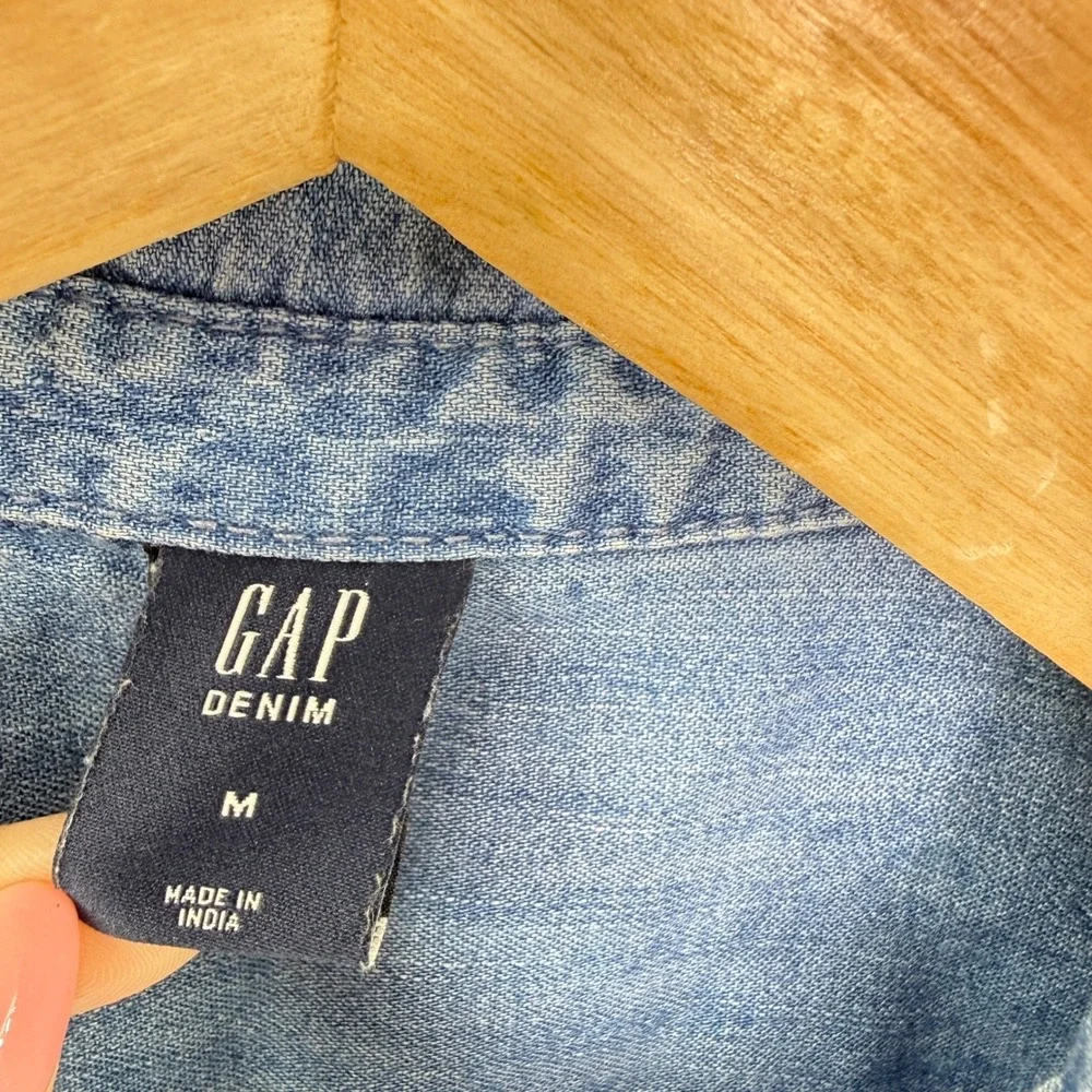 Gap Kids Girls Medium Denim Long Sleeve Button Front Shirt Dress‎ Size M